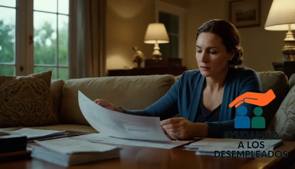"a weary homeowner sitting on their couch surrounded by financial documents and bills