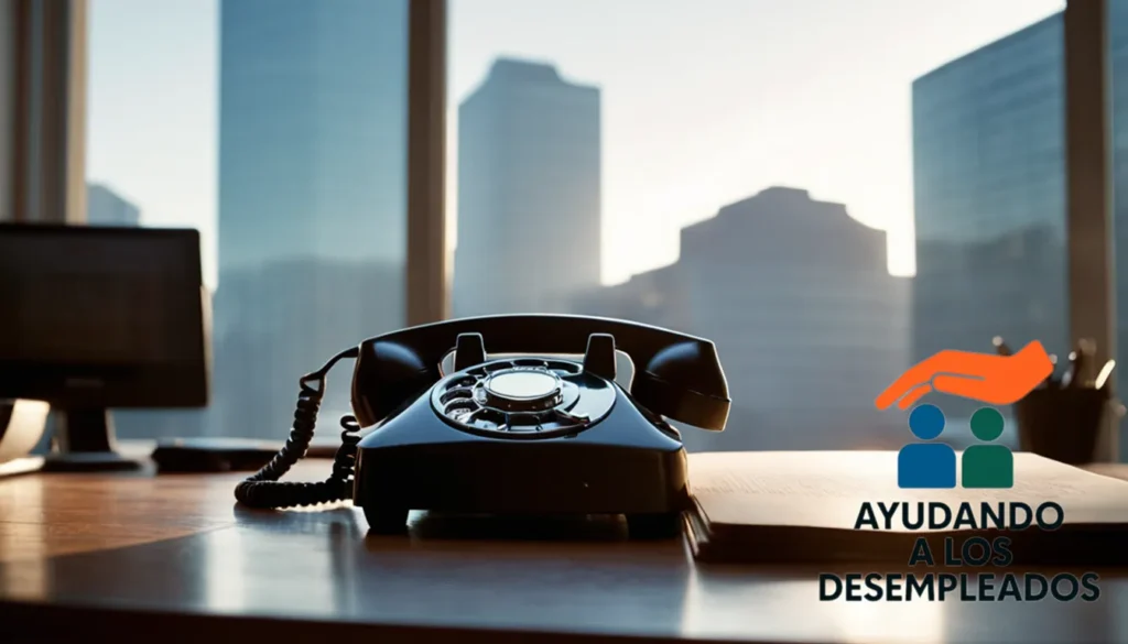 "a somber office setting with a worn wooden desk in the foreground