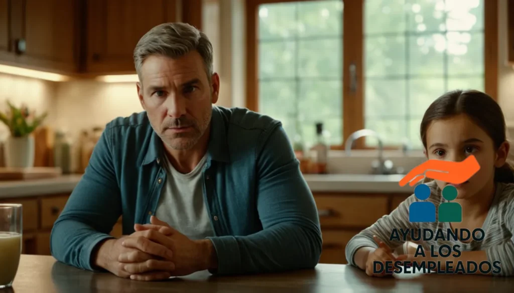 A diverse group of three adults and two children sitting together at a cluttered kitchen table