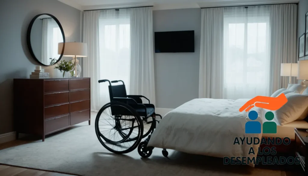 A spacious and well-lit wheelchair-accessible bedroom with an adjustable bed