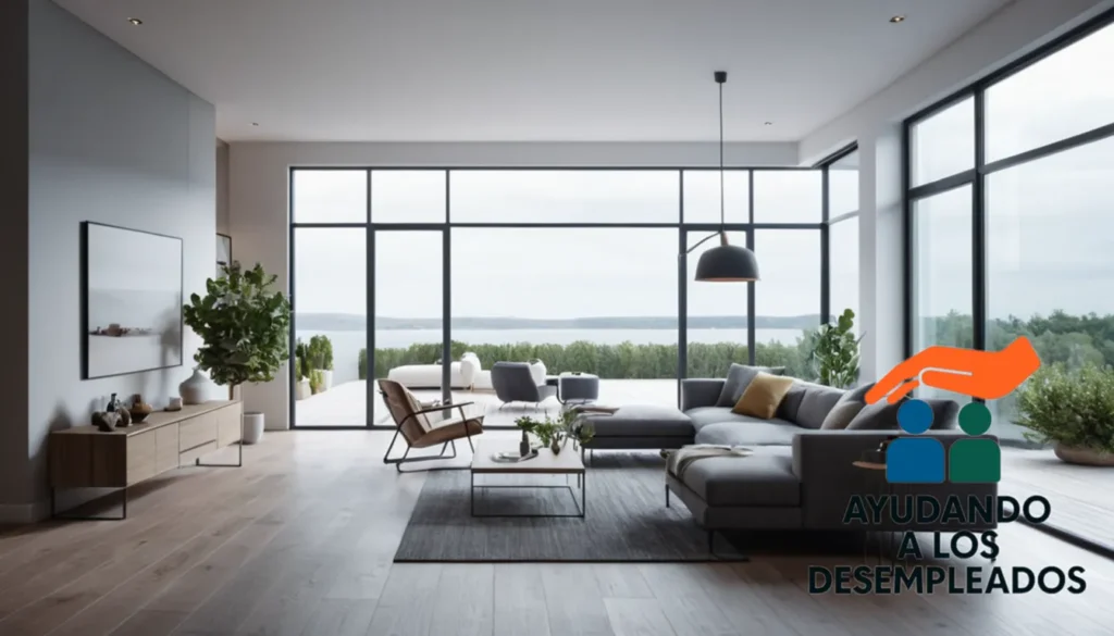 "A spacious living room with large windows