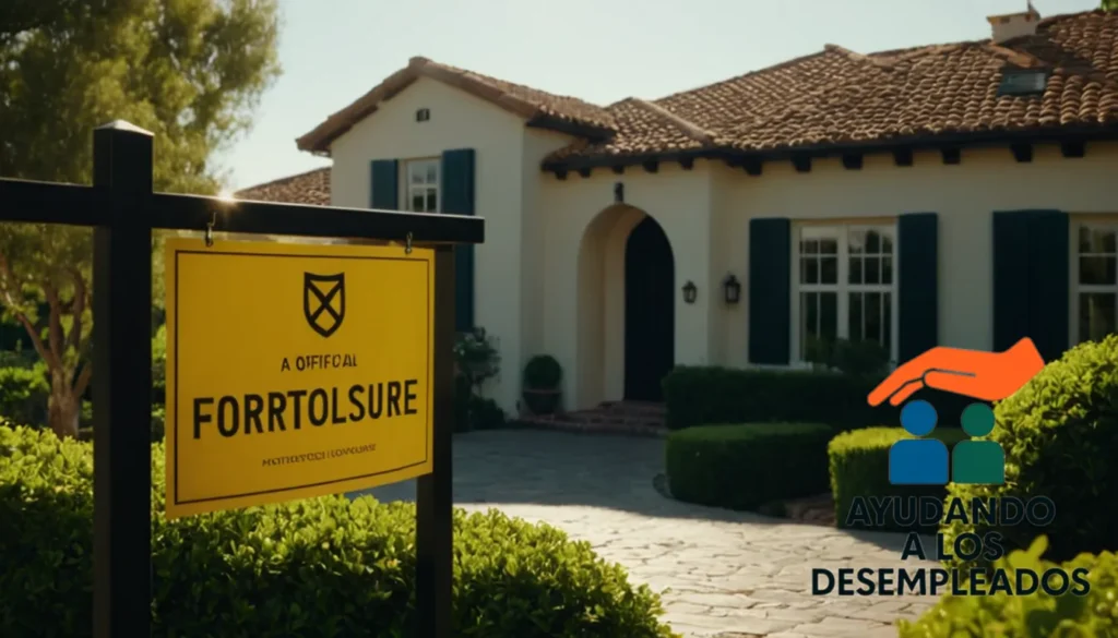 "a close-up of a residential property's front door with an official notice of foreclosure pinned to it