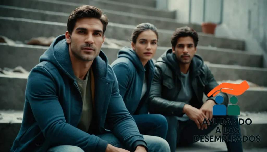 "A group of desempleados in casual attire