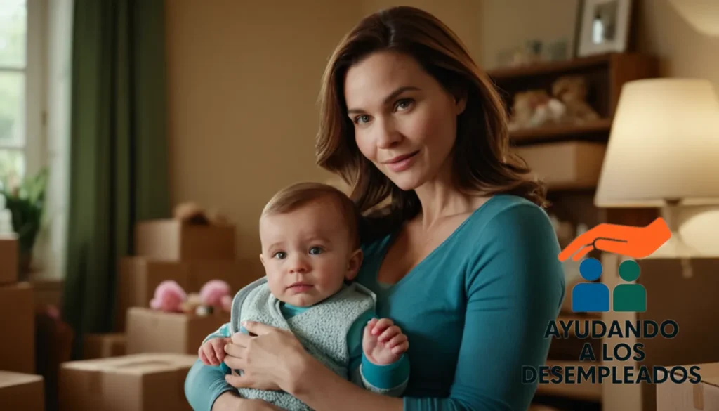 "A young mother cradling her infant in her arms