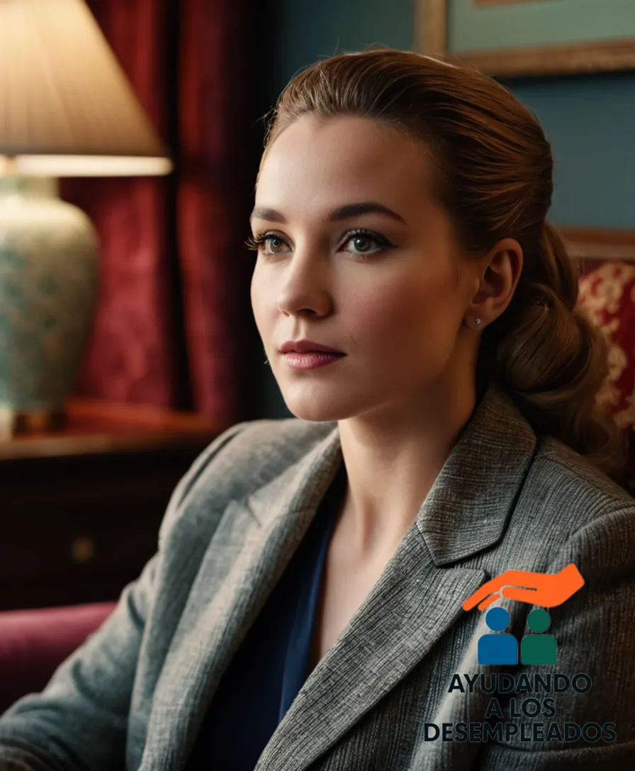 a serene living room scene featuring a young adult sitting on a worn velvet sofa in front of a large window with drawn curtains, surrounded by modestly arranged furniture, including a vintage computer desk and bookshelves filled with thrift-store finds.