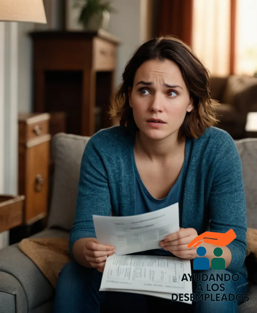 A photograph of a worried-looking young adult in their mid-twenties, sitting on a couch in a modest living room, surrounded by dusty boxes and old furniture, with a faded insurance policy document and calculator on the coffee table, under dim natural light filtering through the window.