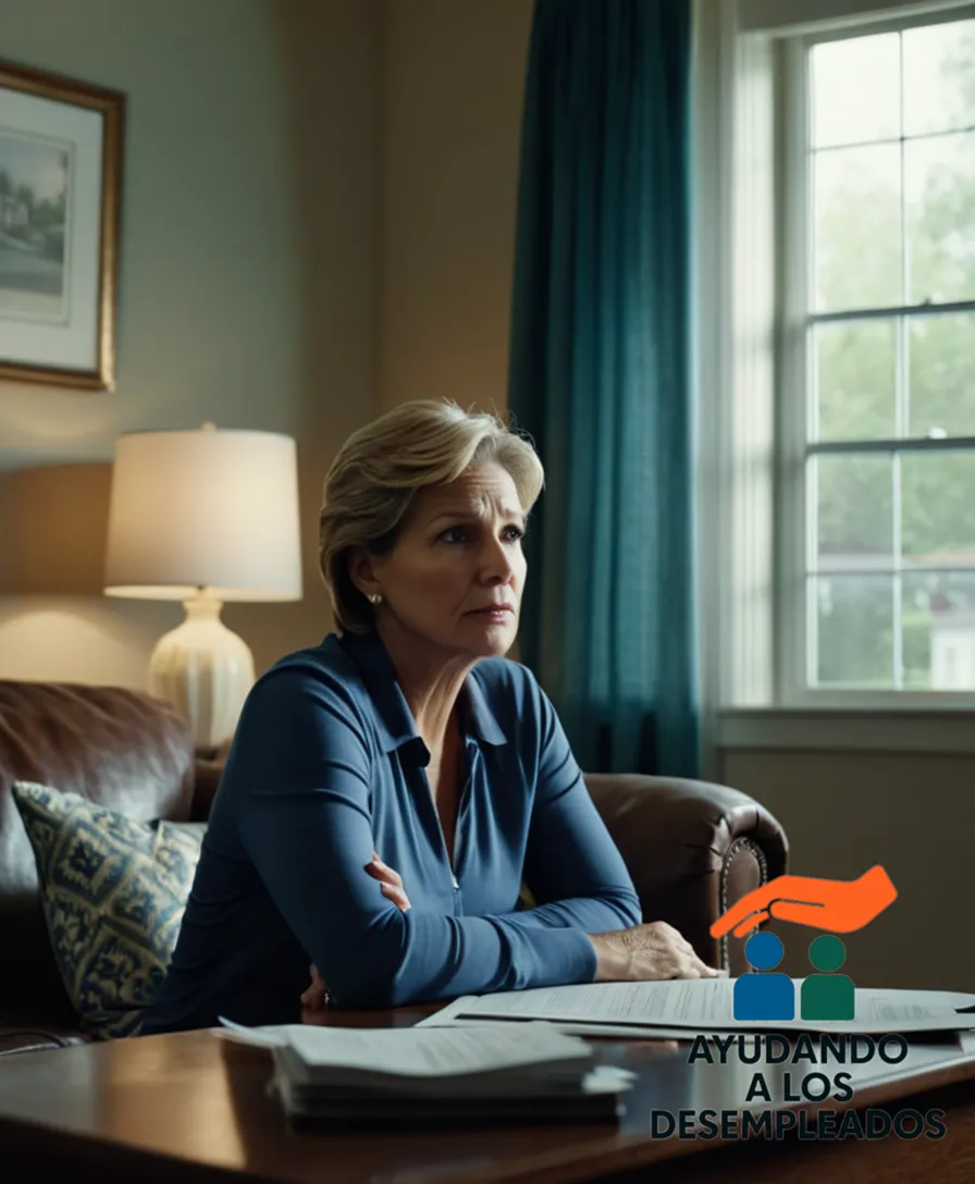 a middle-aged homeowner sitting in front of their living room window, surrounded by family photos and personal belongings, looking worried as they hold a stack of foreclosure notices and unpaid mortgage statements amidst a blurred backdrop of a suburban street, emphasizing the anxiety of financial distress.