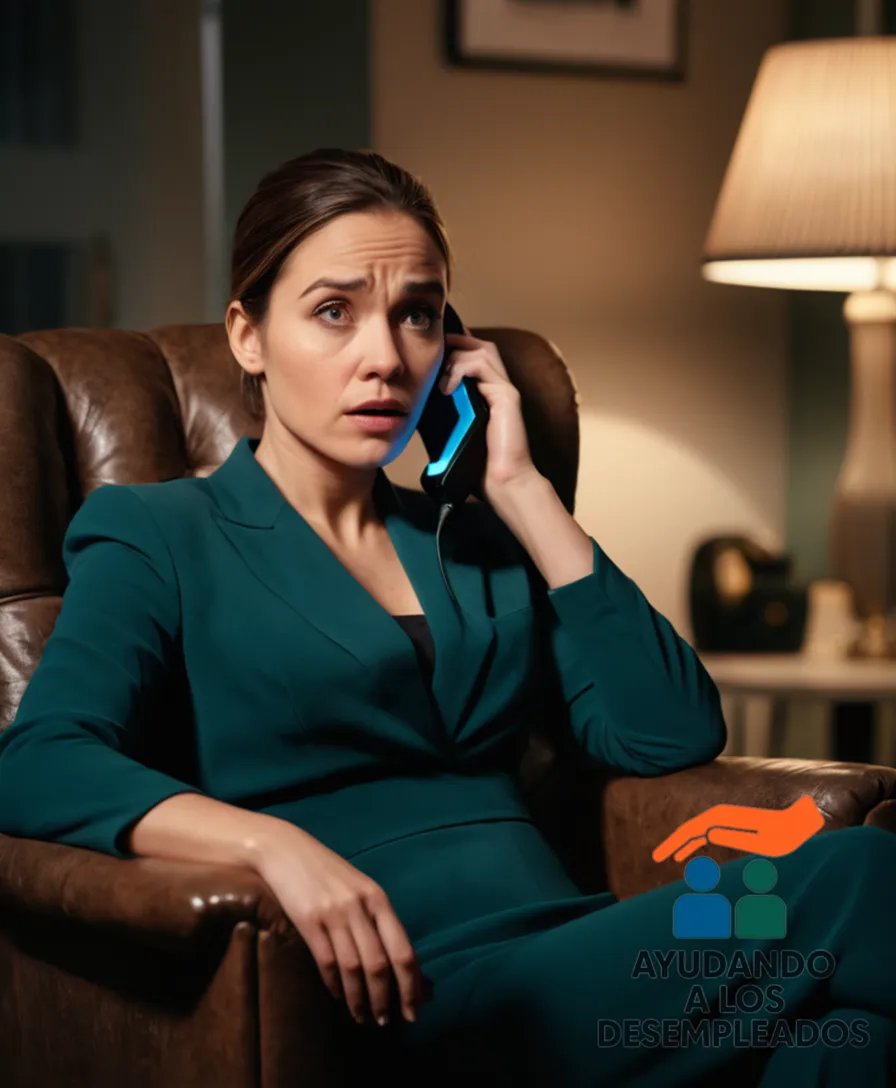 a young woman in her late twenties with a visible physical disability, sitting on a worn-out armchair in a small, dimly lit studio apartment, surrounded by stacks of unpaid bills, eviction notices, and government paperwork, while holding a phone with a desperate look on her face.