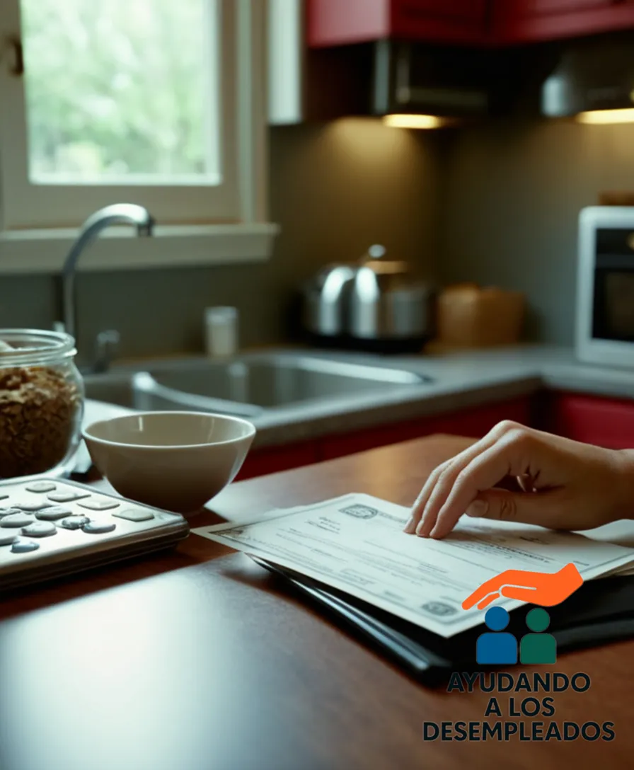 a close-up shot of a distraught person's hand resting on a cluttered kitchen table, surrounded by unpaid bills, broken appliances, and foreclosure notices, as their gaze falls upon a large mortgage statement with a glaring red balance figure in the background.