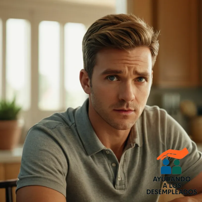 a young adult, dressed in worn casual clothing, sitting at a kitchen table with a stack of unpaid bills and collection notices behind them, while simultaneously scrolling through a smartphone with a frustrated expression on their face amidst a neutral-beige colored home.