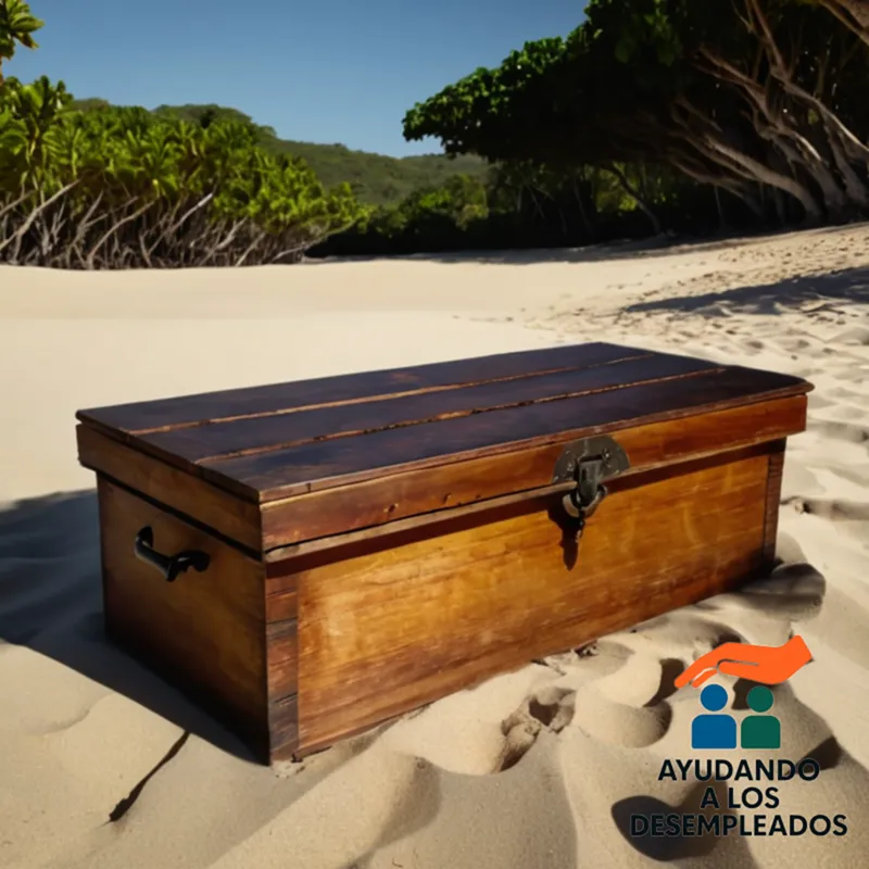 Here is a concise visual description of an article image:A worn, elderly wooden box (likely made from a traditional Puerto Rican Palo de Tamarindo tree) standing alone on a sandy floor, half-covered by a torn and weathered awning that casts a warm glow over the subject during daytime.