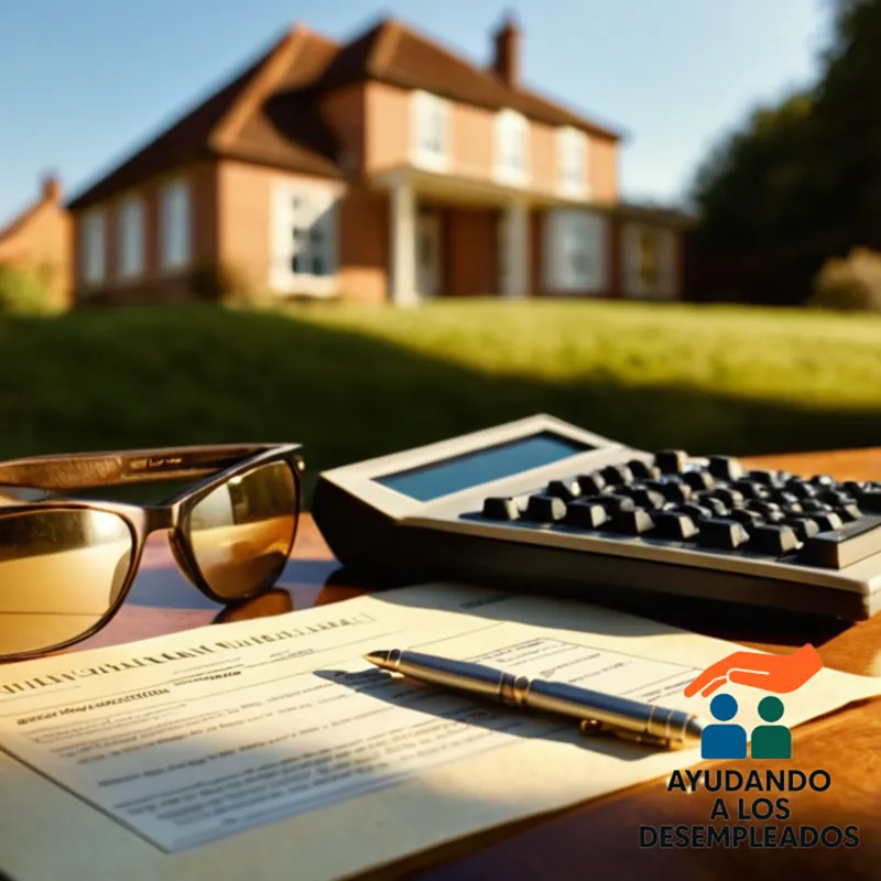 A close-up of a worn-out keys to a house attached to a mortgaged debt document, lying on a cluttered desk amidst dust and paperwork, next to a faded photograph of a family standing outside their home, under a warm yet melancholic afternoon sunlight.