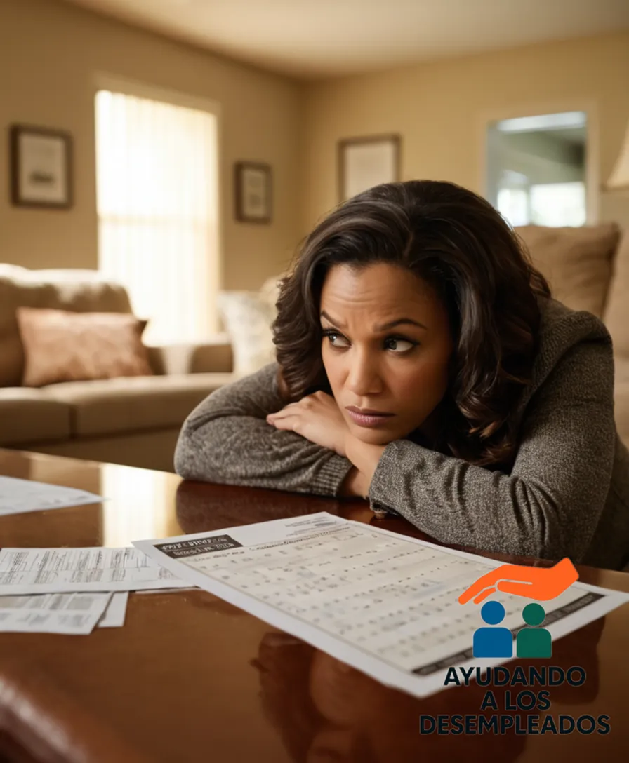 a worn-out, beige-colored couch in a cluttered living room, with a faded calendar on the wall behind it and a mountain of unpaid bills stacked on the coffee table, as a despairing individual slumps on the edge of the couch, looking at a foreclosure notice taped to the refrigerator door.