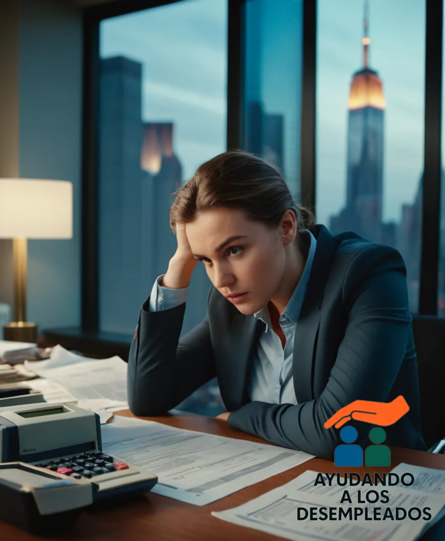 a young adult in their mid-twenties, sitting at a cluttered desk with a city skyline view behind them, surrounded by financial documents, bills, and a calculator, looking determined but worried, as they struggle to balance a stack of unpaid mortgage bills amidst the chaos of unemployment.