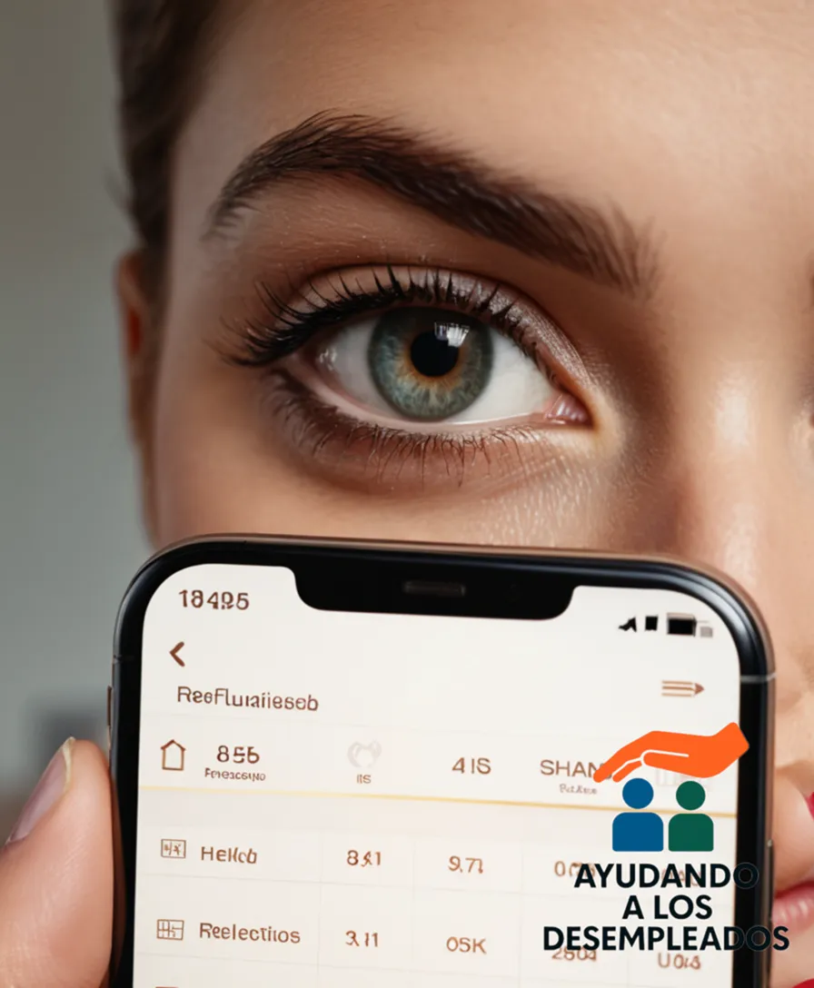 A close-up of a young adult's hand holding a smartphone in a bare, white-walled living room with faded economic charts on the wall as a blurred background, where a few household expenses are neatly organized in a digital spreadsheet on the screen.