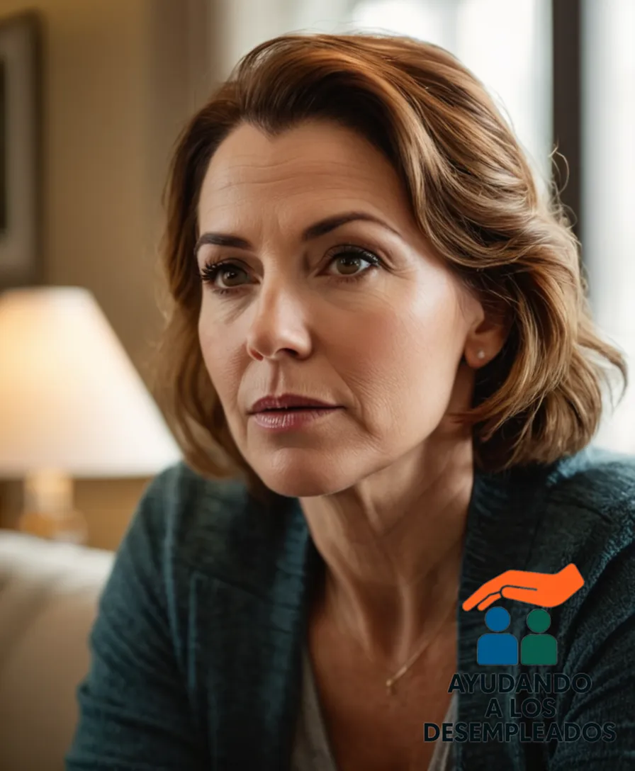 a photojournalistic portrayal of a single, middle-aged woman sitting on the couch in her modest living room, surrounded by unpaid bills and family photos, looking out the window at a blurred urban landscape with a subtle hint of sunlight, with a hopeful yet concerned expression.