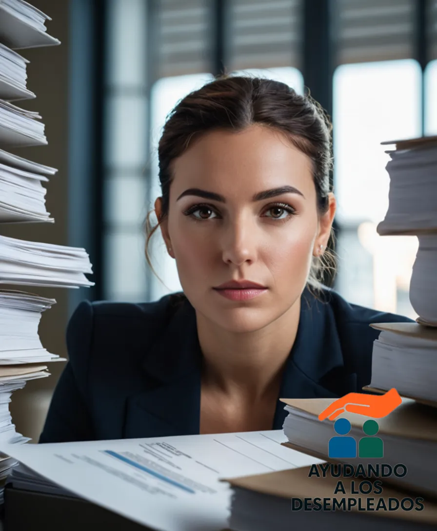 a calm yet determined individual seated across from a bank professional, surrounded by stacks of paperwork, with a faint cityscape view through a window behind them, emphasizing the personal stakes in negotiating paros hipotecarios.