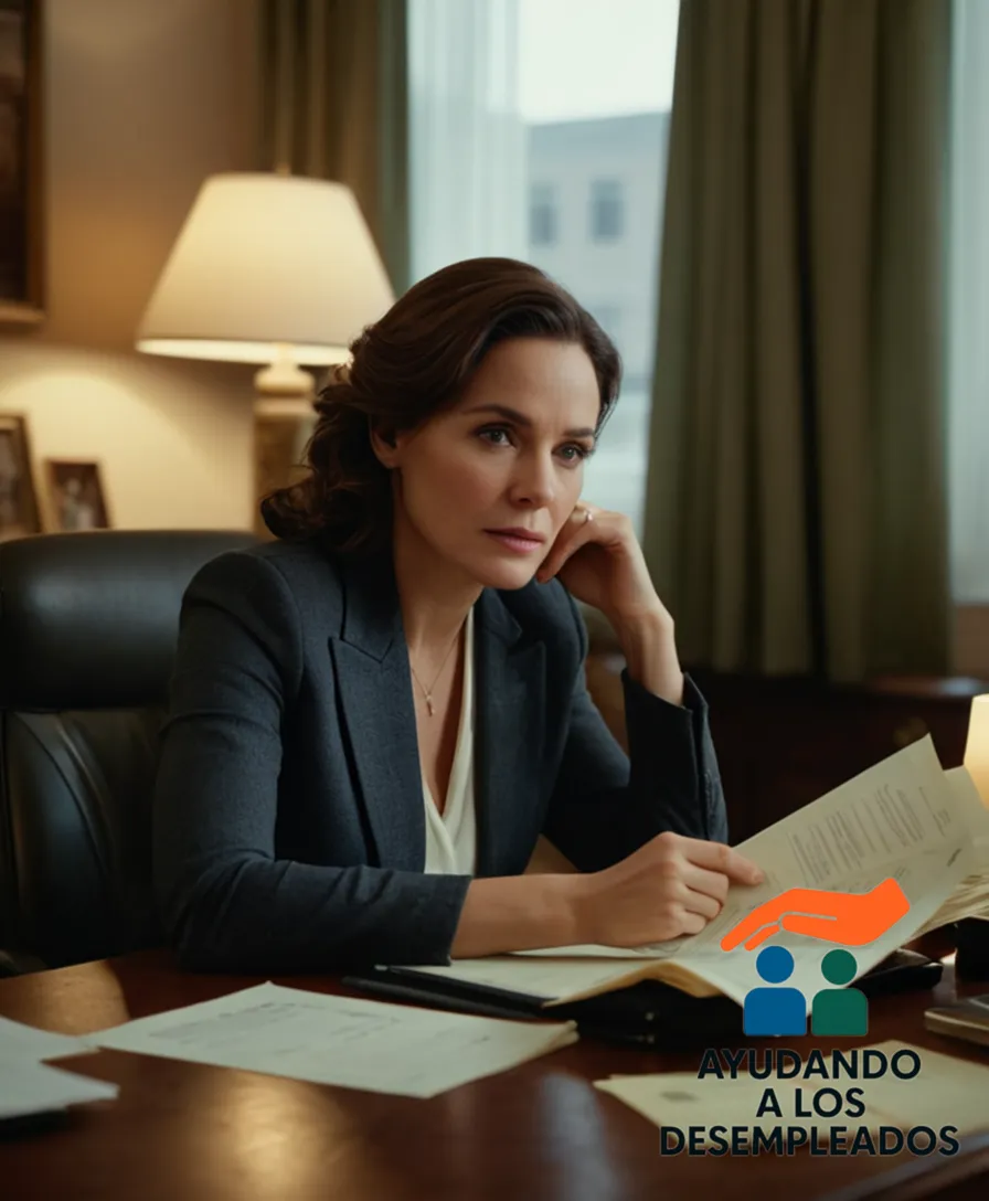 a solemn-looking woman in her mid-30s, sitting at a cluttered desk in a small, modestly furnished apartment, surrounded by financial documents, bills, and unpaid utility notices, highlighting the tension of struggling to pay for her home with limited resources.