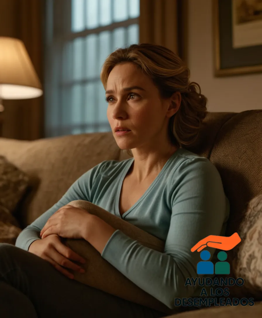 a heart-wrenching scene of a distraught mother in her mid-30s, sitting on a worn-out couch in a dimly lit living room, surrounded by piles of unpaid bills and eviction notices, with a young child clinging to her leg, amidst a faint light from the window behind them.