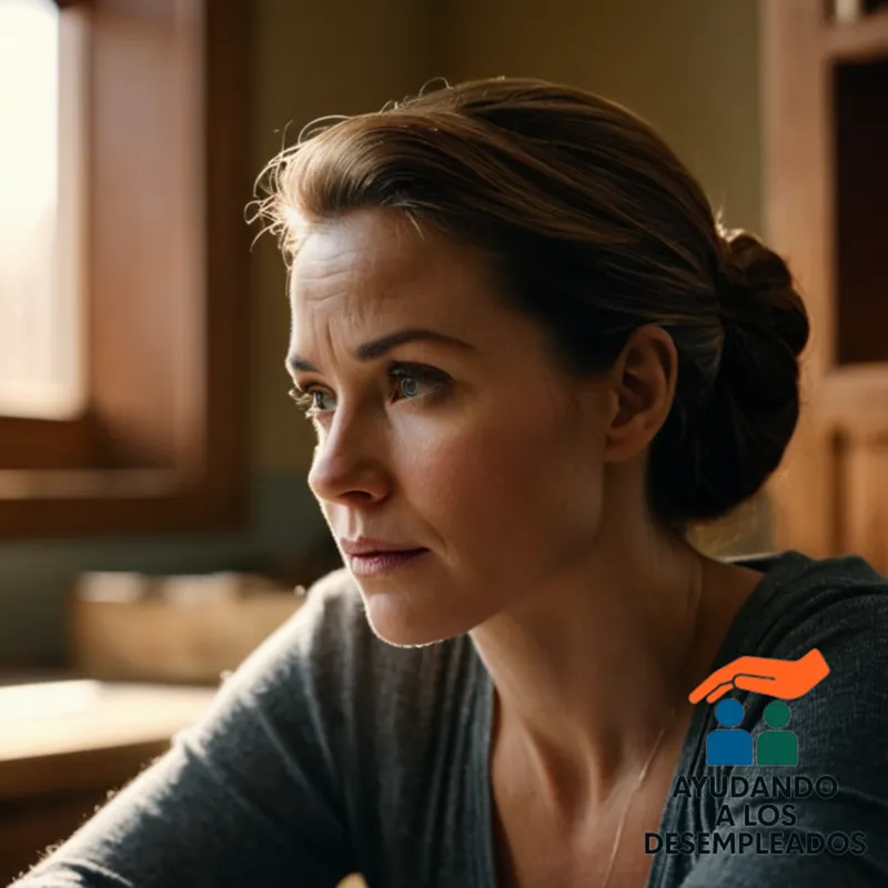 A poignant photograph of a lone woman in her mid-40s, seated at a worn wooden kitchen table, surrounded by stacks of dusty documents and letters, with a faint look of disappointment etched on her face, as she gazes out the window of her modest home.