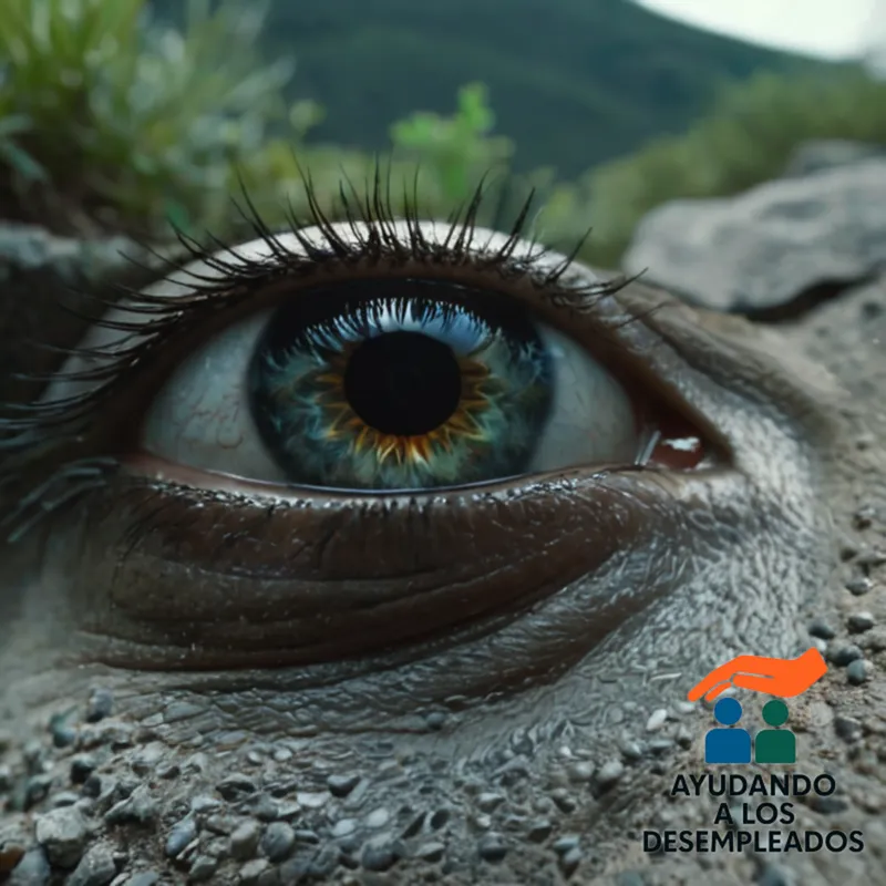 A paro in its natural habitat, standing on rocky ground surrounded by dense bushland, looking directly at the viewer with a worried expression, while a modestly-sized housing complex is visible faintly in the background.